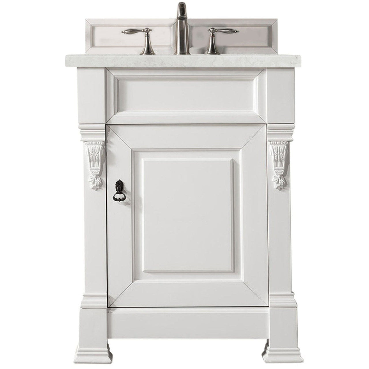 James Martin Brookfield 26" Single Vanity Vanities James Martin Bright White w/ 3 CM Eternal Jasmine Pearl Quartz Top 