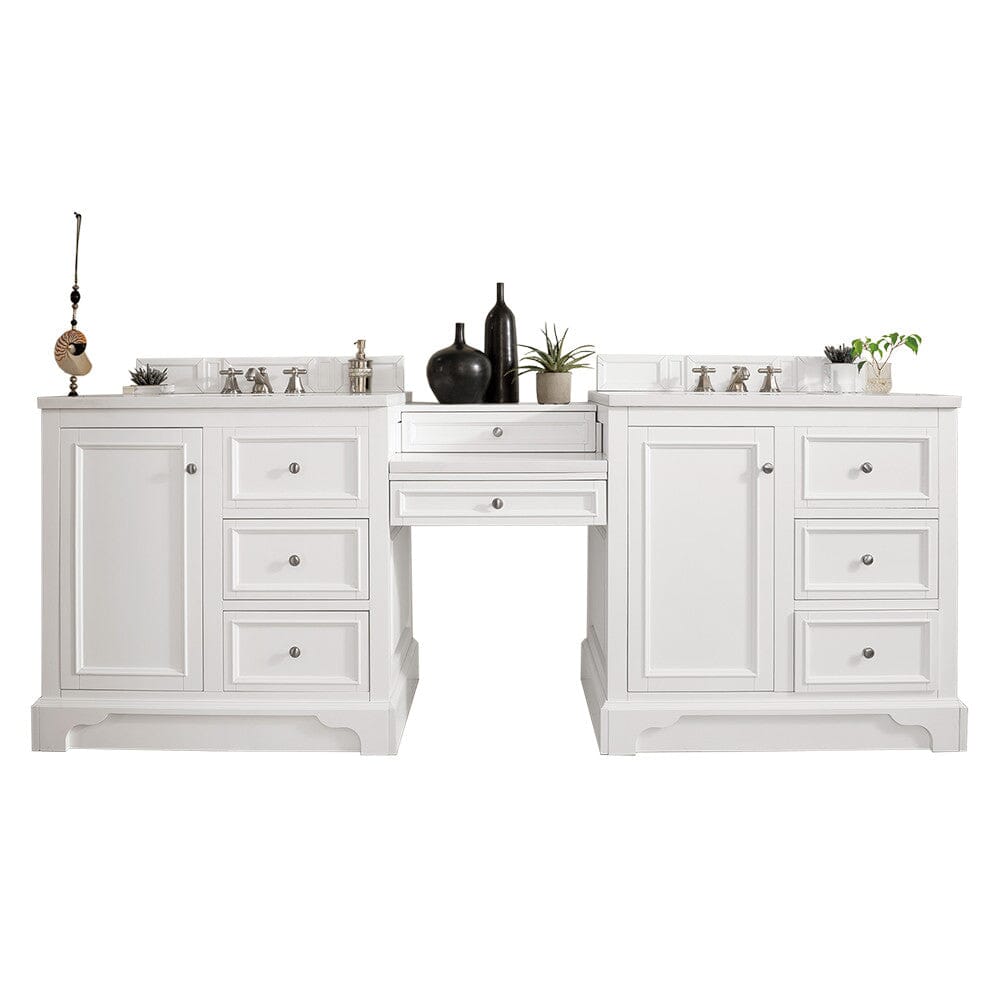 James Martin De Soto 94" Double Vanity Set Vanity James Martin Bright White w/ 3 CM Classic White Quartz Top 