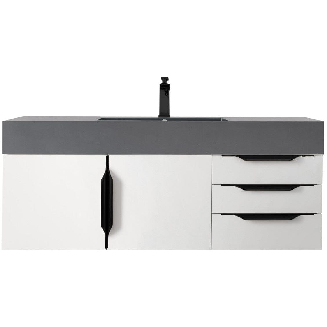 James Martin Mercer Island 48" Single Vanity Vanity James Martin Glossy White - Matte Black w/ Dusk Grey Glossy Composite Top 