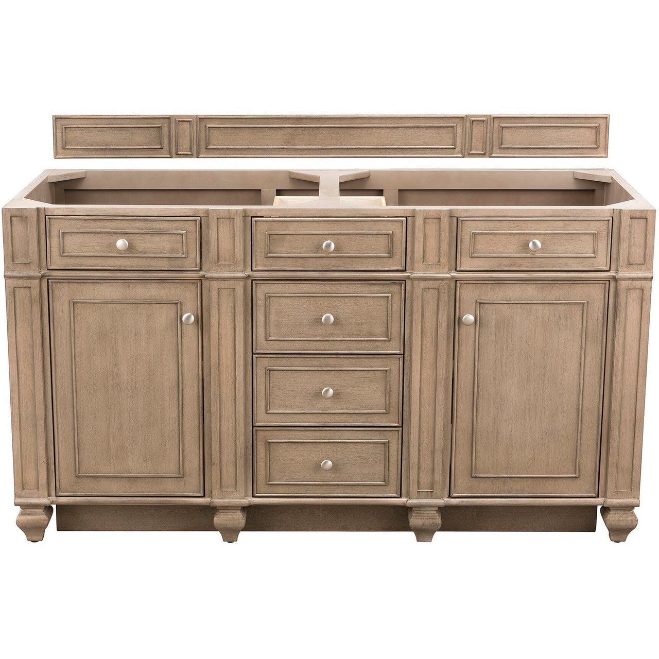 James Martin Bristol 60" Double Vanity Vanity James Martin Whitewashed Walnut Cabinet Only 