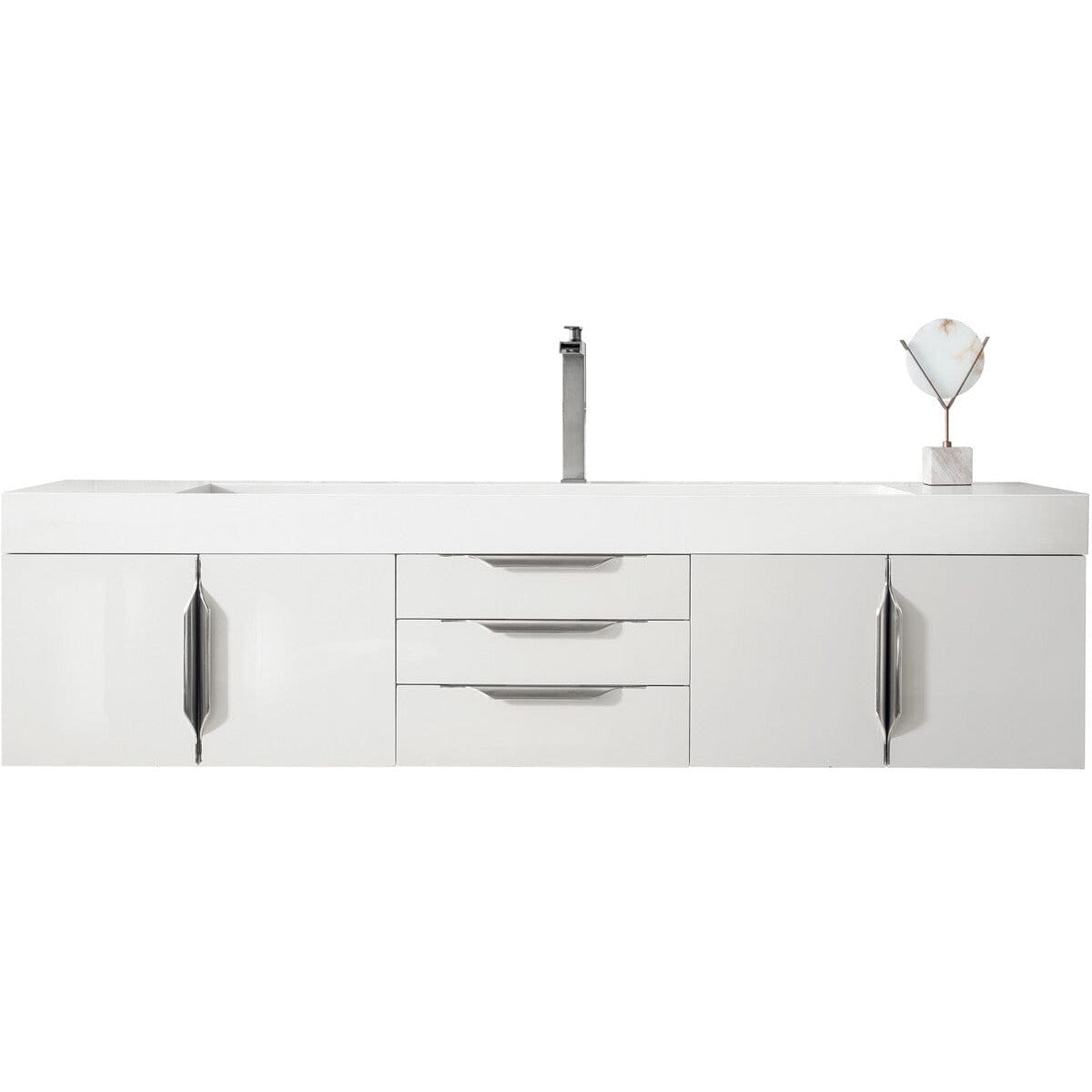 James Martin Mercer Island 72" Single Vanity Vanity James Martin Glossy White w/ Glossy White Composite Top 