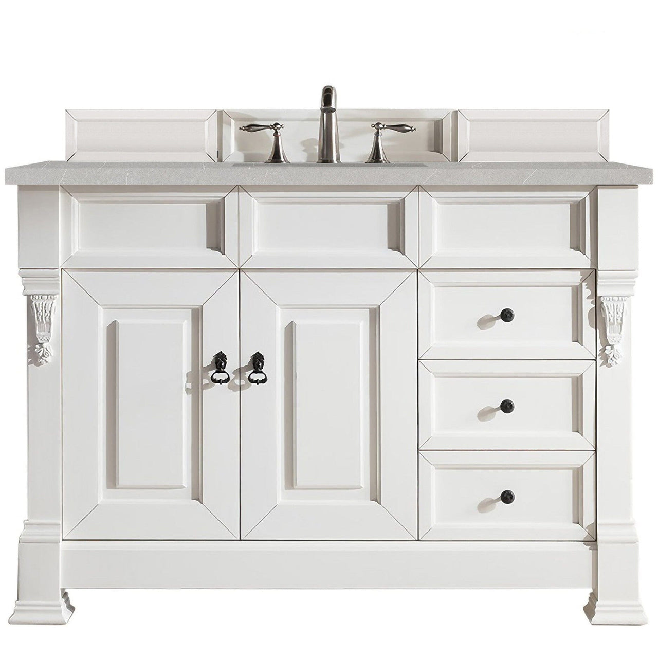James Martin Brookfield 48" Single Vanity Vanities James Martin Bright White w/ 3 CM Eternal Serena Quartz Top 