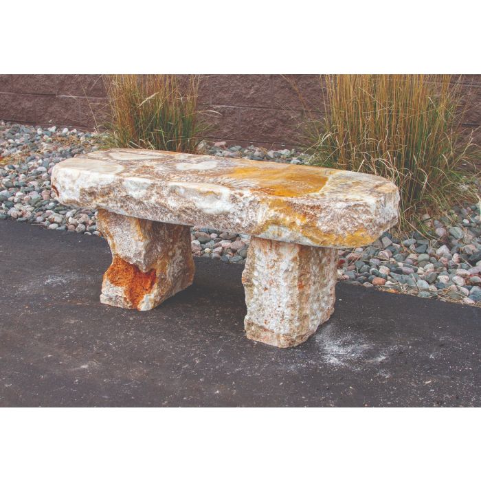 Real Stone Fountains ABBY045 Yellow Onyx Bench - 45″ Bench Blue Thumb 