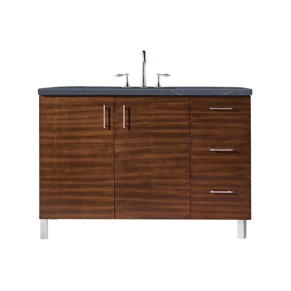 James Martin Metropolitan 48" Single Vanity Vanity James Martin American Walnut w/ 3 CM Charcoal Soapstone Quartz Top 