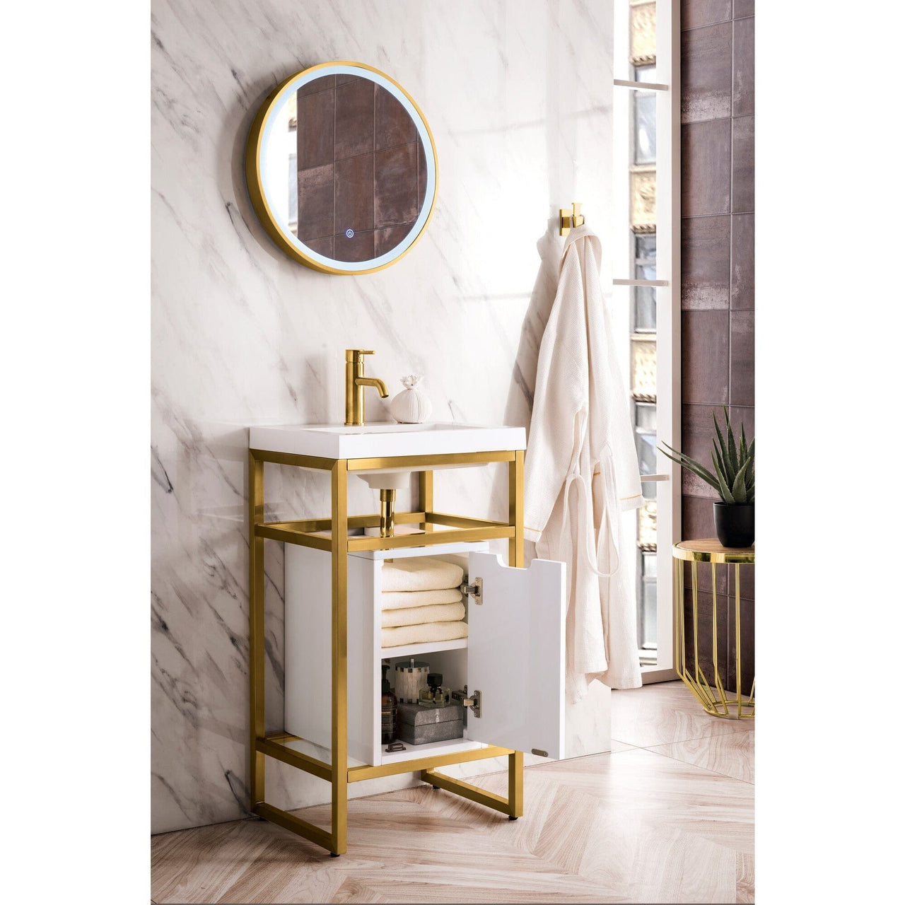 James Martin Boston 20" Stainless Steel Sink Console with Storage Cabinet Console James Martin 