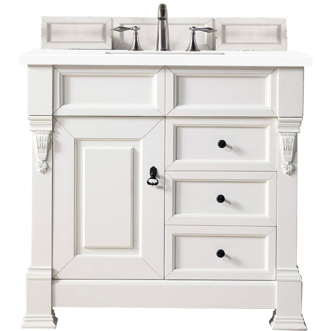 James Martin Brookfield 36" Single Vanity Vanities James Martin Bright White w/ 3 CM Classic White Quartz Top 