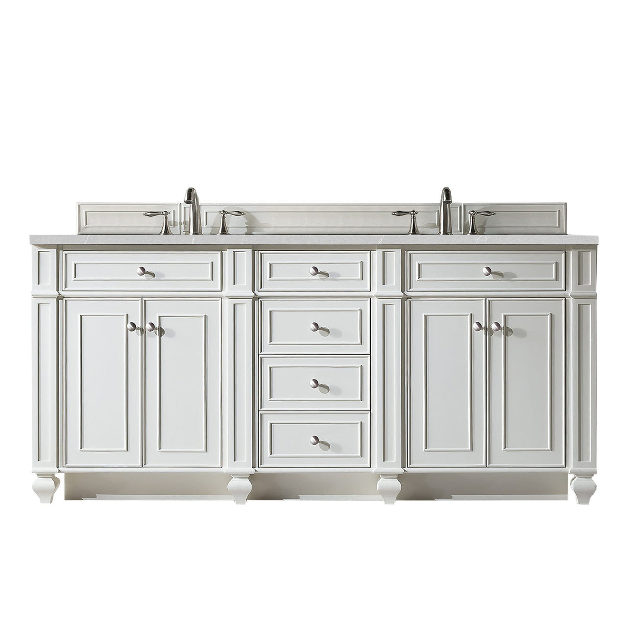 James Martin Bristol 72" Double Vanity Vanity James Martin Bright White w/ 3 CM Eternal Serena Quartz Top 