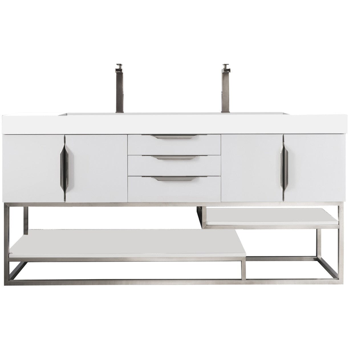 James Martin Columbia 72" Double Vanity Vanity James Martin Glossy White w/ White Glossy Composite Countertop 