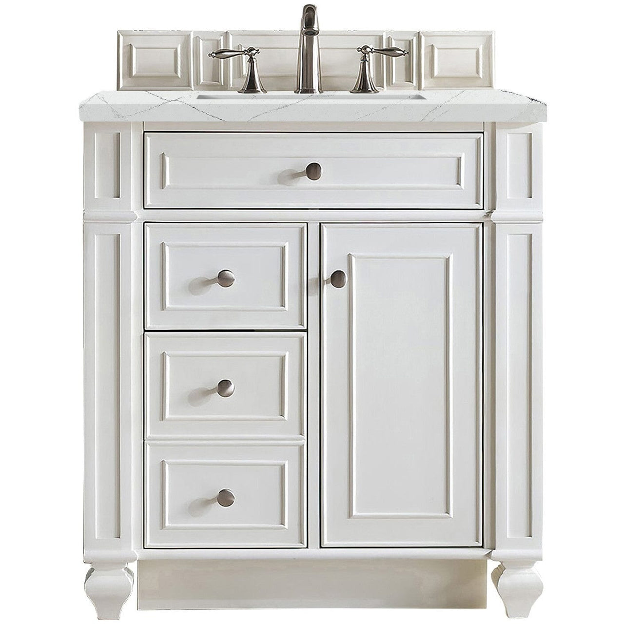 James Martin Bristol 30" Single Vanity Vanity James Martin Bright White w/ 3 CM Ethereal Noctis Quartz Top 