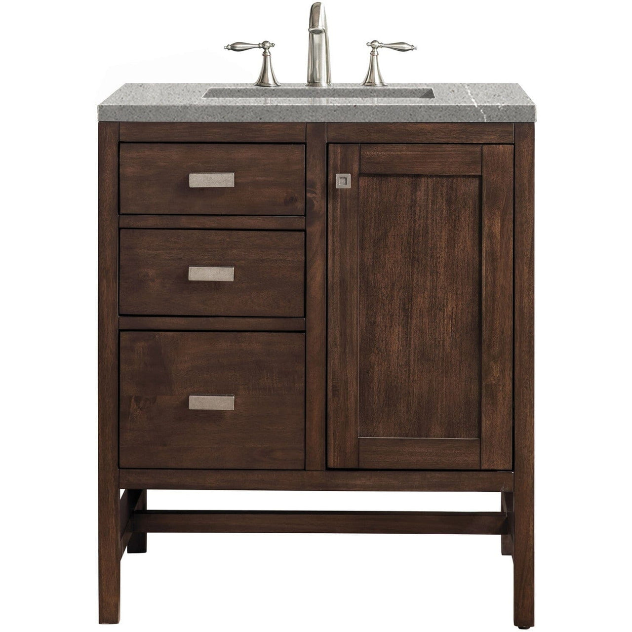 James Martin Addison 30" Single Vanity Vanity James Martin Mid Century Acacia w/ 3 CM Eternal Serena Quartz Top 
