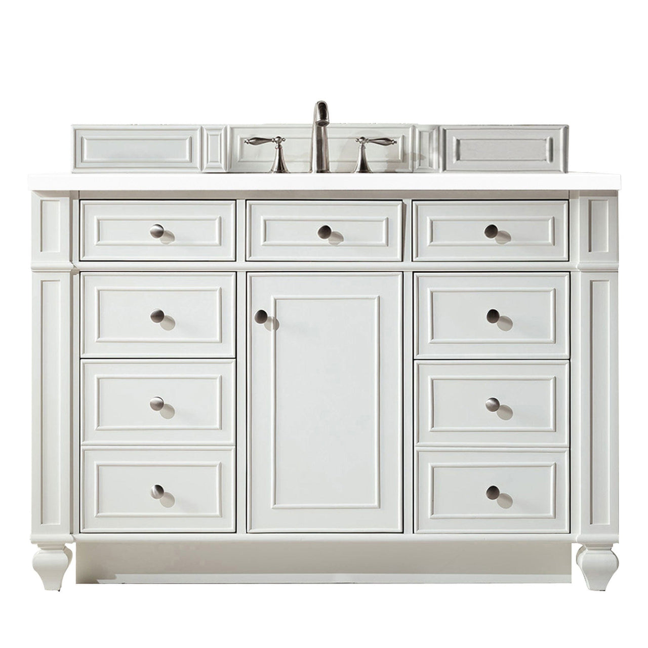 James Martin Bristol 48" Single Vanity Vanity James Martin Bright White w/ 3 CM Classic White Quartz Top 