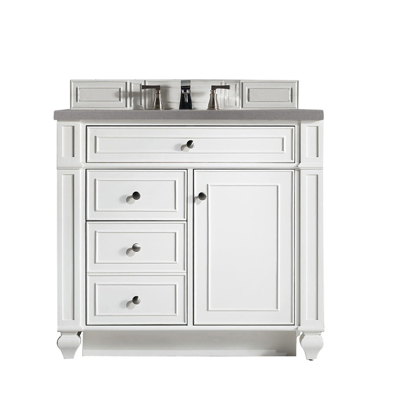James Martin Bristol 36" Single Vanity Vanity James Martin Bright White w/ 3 CM Grey Expo Quartz Top 