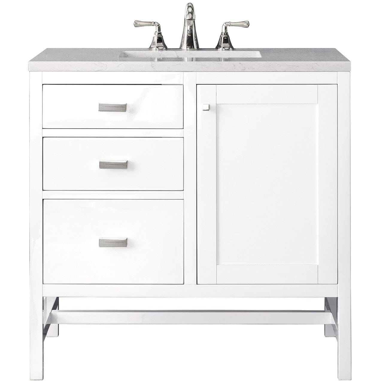 James Martin Addison 36" Single Vanity Vanity James Martin Glossy White w/ 3 CM Eternal Jasmine Pearl Quartz Top 