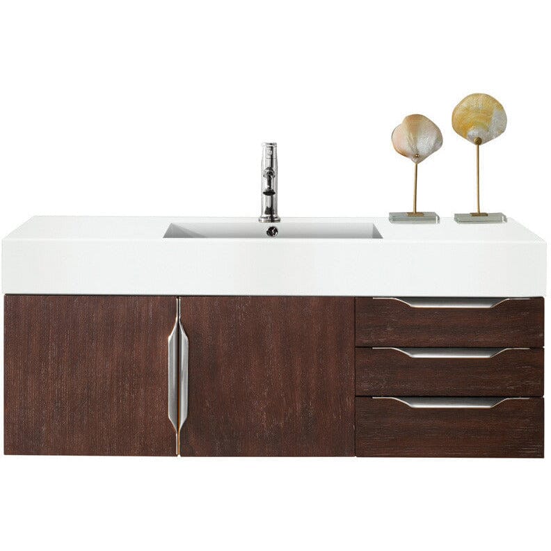 James Martin Mercer Island 48" Single Vanity Vanity James Martin Coffee Oak w/ Glossy White Composite Top 
