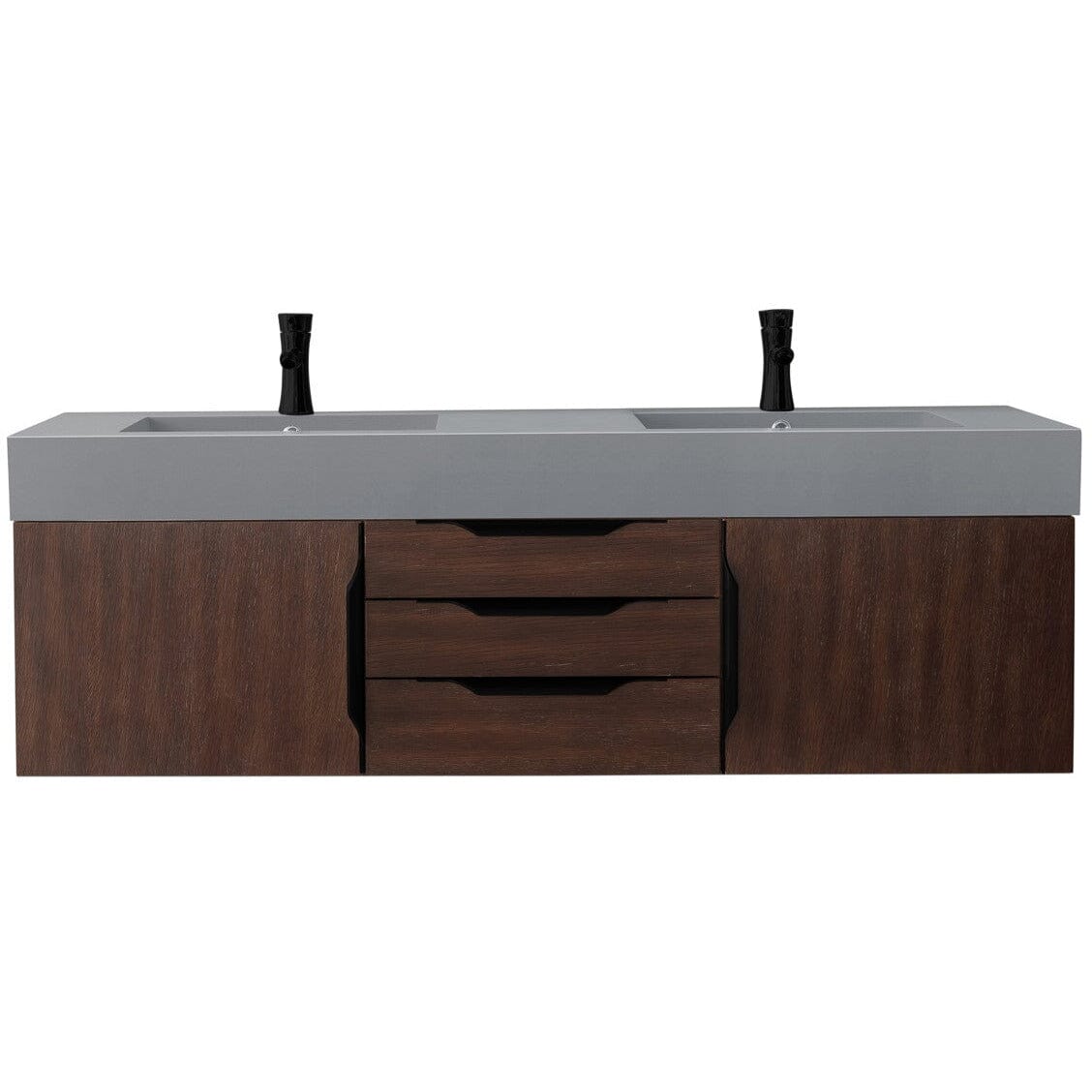 James Martin Mercer Island 59" Double Vanity Vanity James Martin Coffee Oak - Matte Black w/ Dusk Grey Glossy Composite Top 