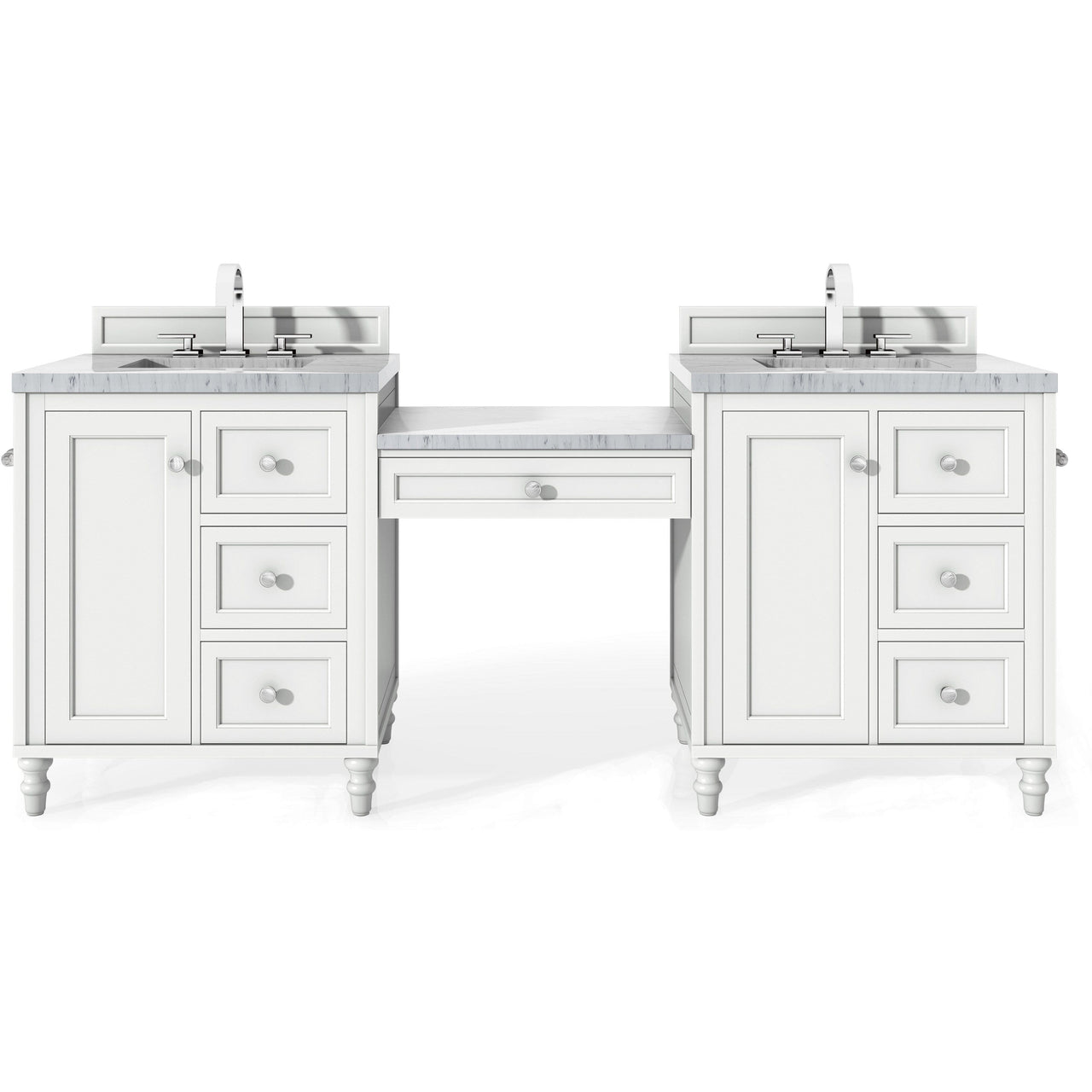 James Martin Copper Cove Encore 86" Double Vanity Set Vanity James Martin Bright White w/ 3 CM Arctic Fall Solid Surface Top 