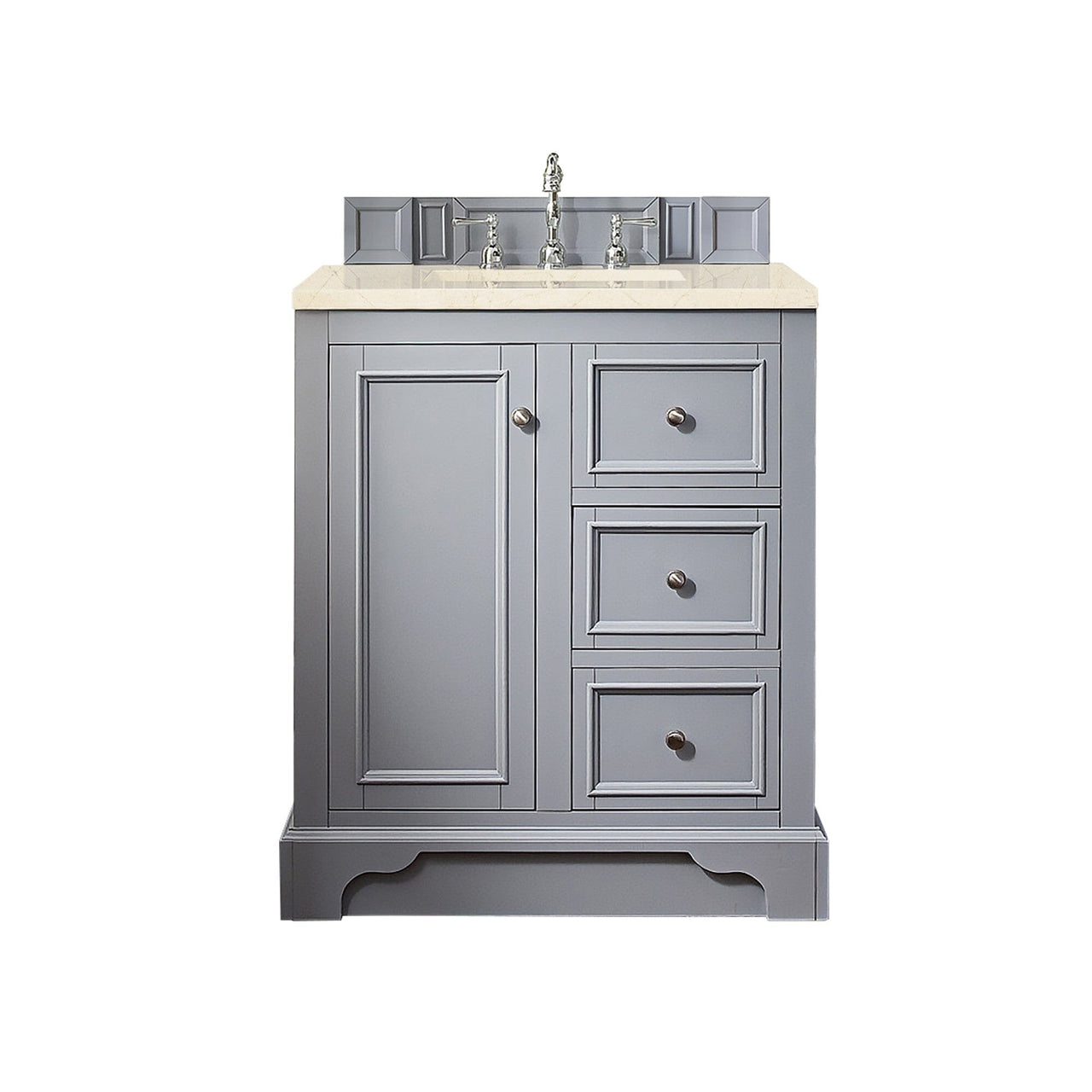 James Martin De Soto 30" Single Vanity Vanity James Martin Silver Gray w/ 3 CM Eternal Marfil Quartz Top 