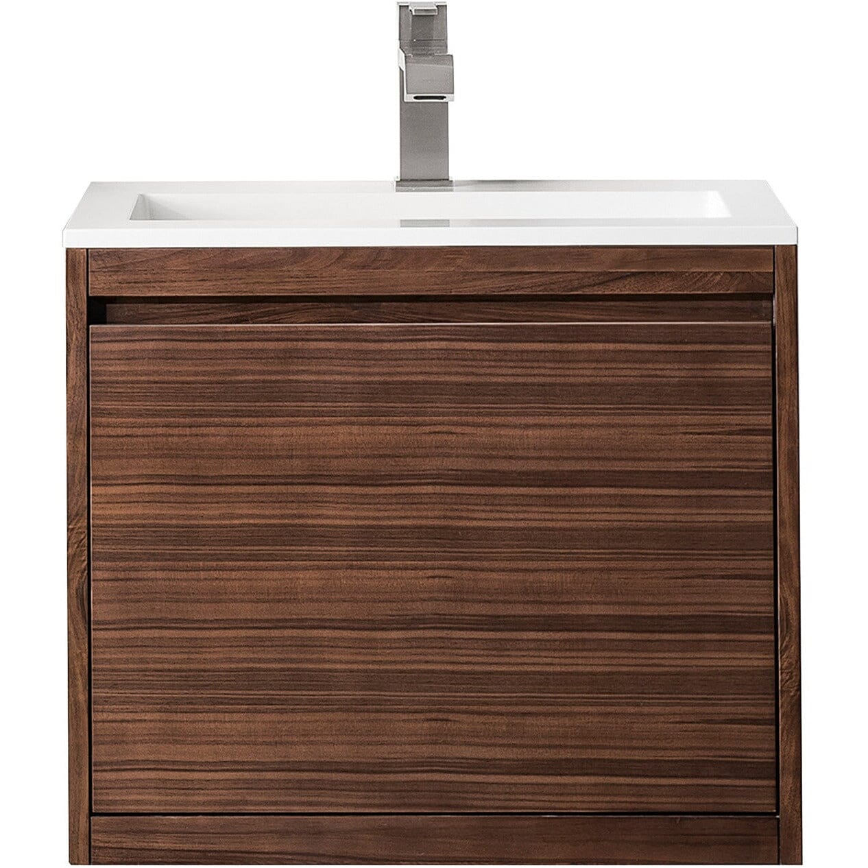 James Martin Milan 23.6" Single Vanity Vanity James Martin Mid Century Walnut w/Glossy White Composite Top 