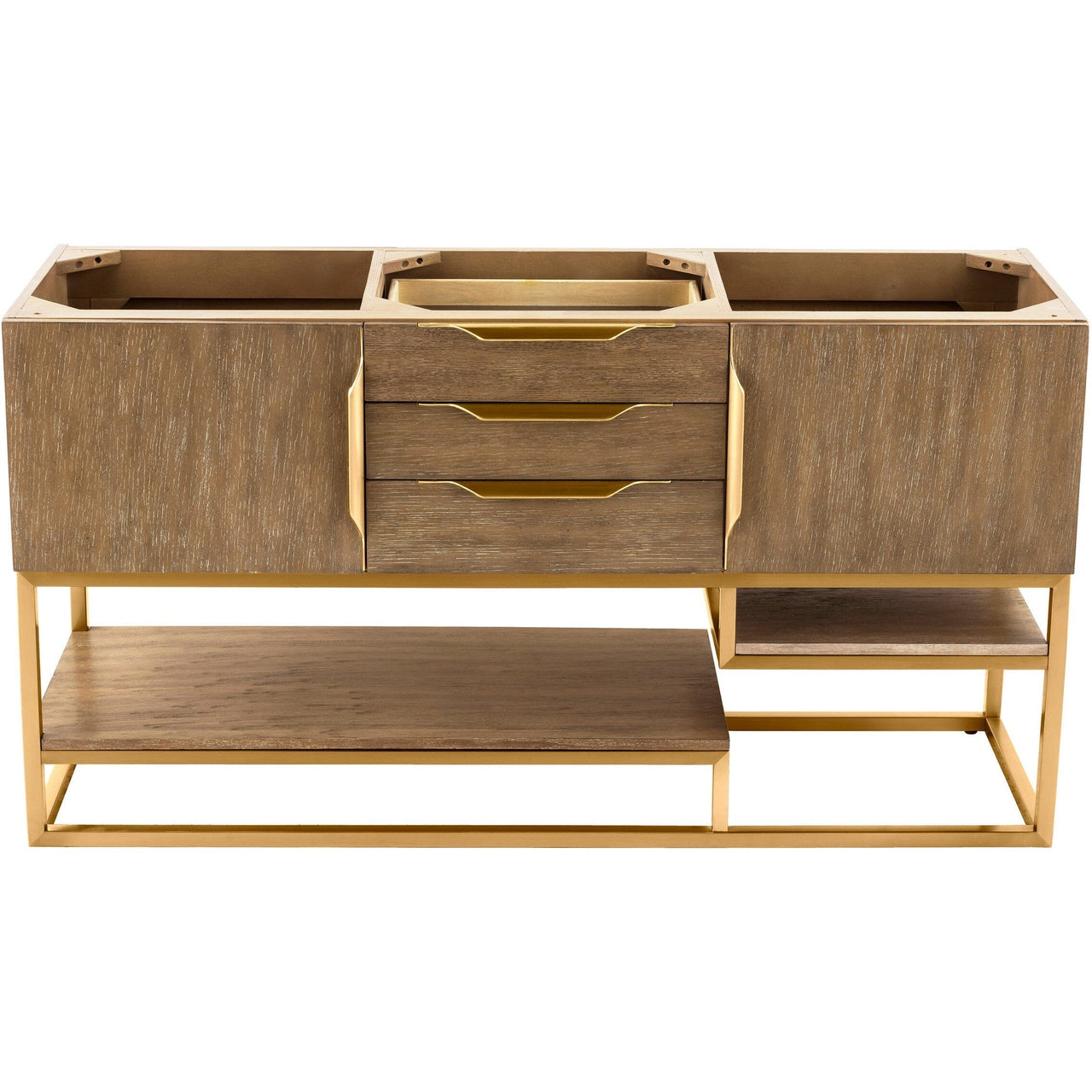 James Martin Columbia 59" Double Vanity Vanity James Martin Latte Oak - Radiant Gold Cabinet Only 
