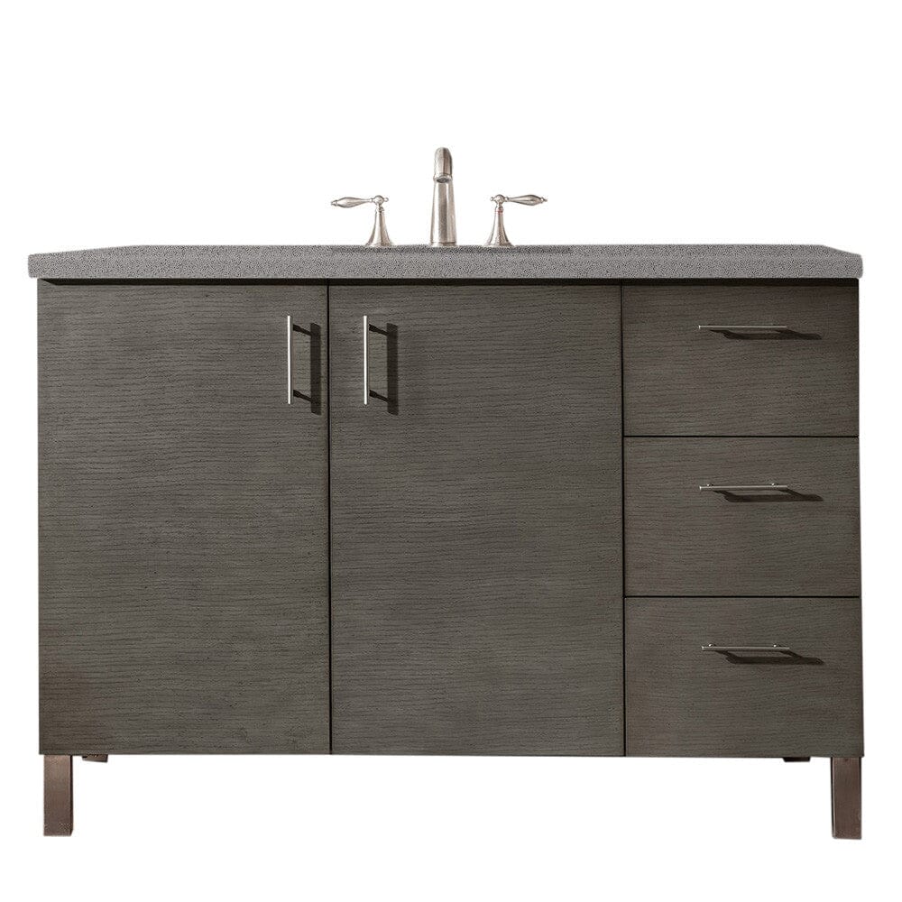 James Martin Metropolitan 48" Single Vanity Vanity James Martin Silver Oak w/ 3 CM Grey Expo Quartz Top 