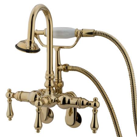 Kingston Brass Vintage 3-3/8"-9" Adjustable Center Wall Mount Clawfoot Tub with Hand Shower Clawfoot Tub Filler Kingston Brass 