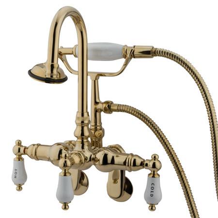Kingston Brass Vintage 3-3/8"-9" Adjustable Center Wall Mount Clawfoot Tub with Hand Shower Clawfoot Tub Filler Kingston Brass 