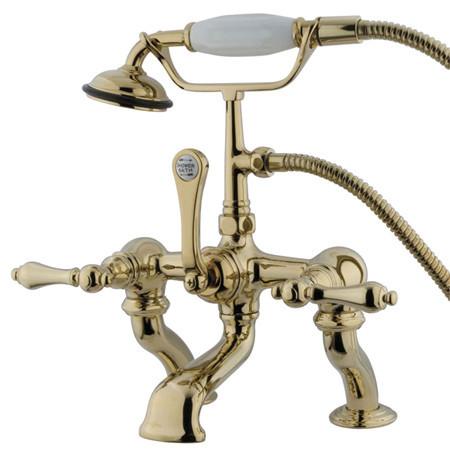 Kingston Brass Vintage Adjustable 3-3/8"-10" Center Deck Mount Clawfoot Tub with Hand Shower Clawfoot Tub Filler Kingston Brass 