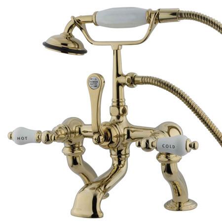 Kingston Brass Vintage Adjustable 3-3/8"-10" Center Deck Mount Clawfoot Tub with Hand Shower Clawfoot Tub Filler Kingston Brass 