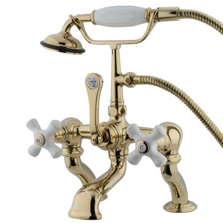 Kingston Brass Vintage Adjustable 3-3/8"-10" Center Deck Mount Clawfoot Tub with Hand Shower Clawfoot Tub Filler Kingston Brass 