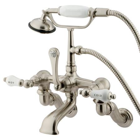 Kingston Brass Vintage Adjustable 3-3/8"-10" Center Wall Mount Clawfoot Tub with Hand Shower Clawfoot Tub Filler Kingston Brass 