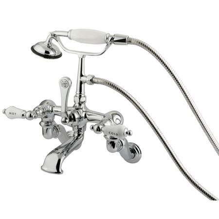 Kingston Brass Vintage Adjustable 3-3/8"-10" Center Wall Mount Clawfoot Tub with Hand Shower Clawfoot Tub Filler Kingston Brass 