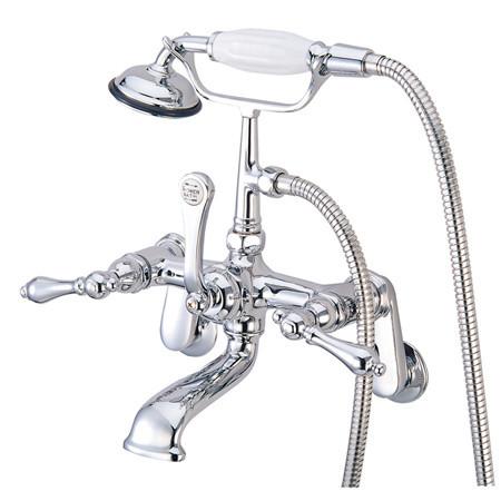 Kingston Brass Vintage Adjustable 3-3/8" - 10" Centers Wall Mount Clawfoot Tub Filler with Hand Shower Clawfoot Tub Filler Kingston Brass 