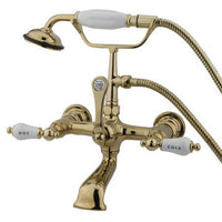 Thumbnail for Kingston Brass Vintage Wall Mount Clawfoot Tub Filler with Hand Shower Clawfoot Tub Filler Kingston Brass 