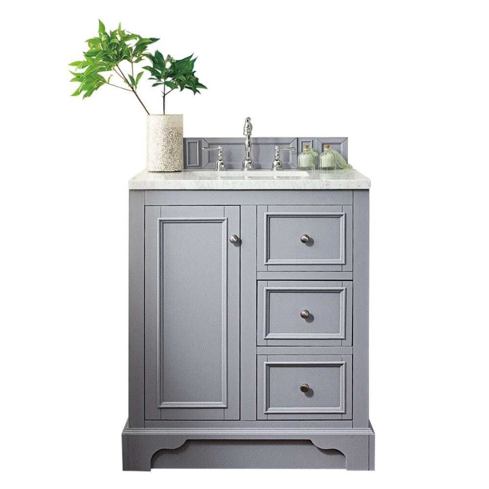 James Martin De Soto 30" Single Vanity Vanity James Martin Silver Gray w/ 3 CM Arctic Fall Solid Surface Top 