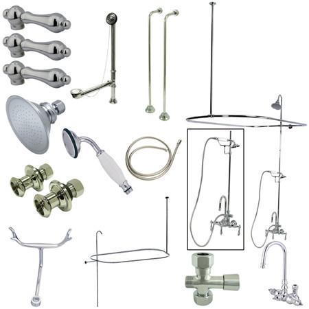 Kingston Brass Vintage High Rise Gooseneck Clawfoot Tub and Shower with Metal Lever Handles, Polished Chrome Clawfoot Tub Set Kingston Brass 