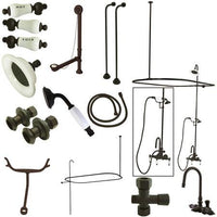 Thumbnail for Kingston Brass Vintage High Rise Gooseneck Clawfoot Tub and Shower with Porcelain Lever Handles, Oil Rubbed Bronze Clawfoot Tub Set Kingston Brass 