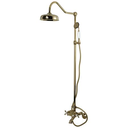 Kingston Brass Vintage Wall Mount Clawfoot Tub And Shower Package, Polished Brass Clawfoot Tub Shower Combination Kingston Brass 