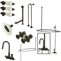 Thumbnail for Kingston Brass Vintage Wall Mount High Rise Clawfoot Tub and Shower Package with Porcelain Lever Handles, Oil Rubbed Bronze Clawfoot Tub Set Kingston Brass 