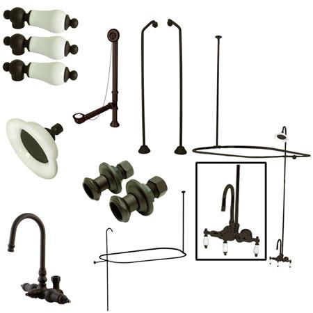 Kingston Brass Vintage Wall Mount Gooseneck Clawfoot Tub Faucet Package, Oil Rubbed Bronze Clawfoot Tub Set Kingston Brass 