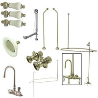 Thumbnail for Kingston Brass Vintage Wall Mount Gooseneck Clawfoot Tub Faucet Package, Satin Nickel Clawfoot Tub Set Kingston Brass 