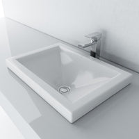 Thumbnail for Cantrio Vitreous China Semi Recessed PS-111 Top Mount Bathroom Sink Ceramic Series Cantrio 