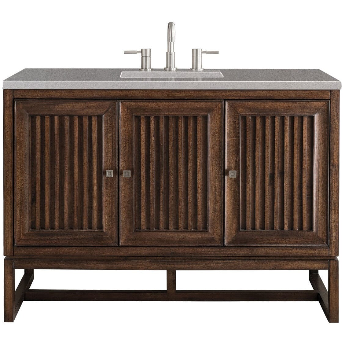 James Martin Athens 48" Single Vanity Vanity James Martin Mid Century Acacia w/ 3 CM Grey Expo Quartz Top 