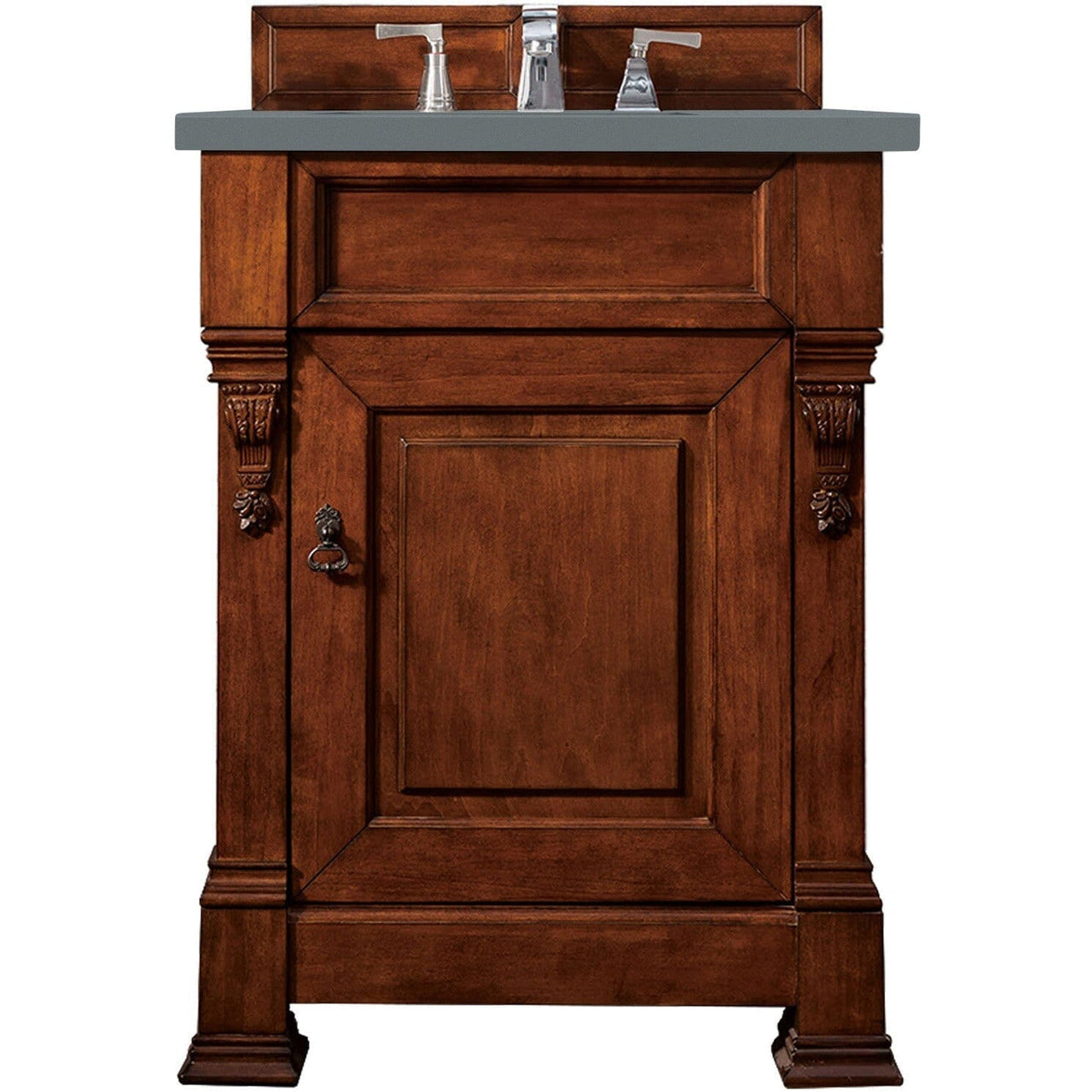 James Martin Brookfield 26" Single Vanity Vanities James Martin Warm Cherry w/ 3 CM Cala Blue Quartz Top 