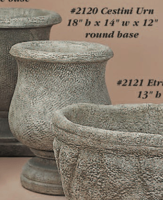 Cestini Urn Round Base Cast Stone Outdoor Garden Planter Planter Tuscan 