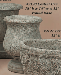 Thumbnail for Cestini Urn Round Base Cast Stone Outdoor Garden Planter Planter Tuscan 