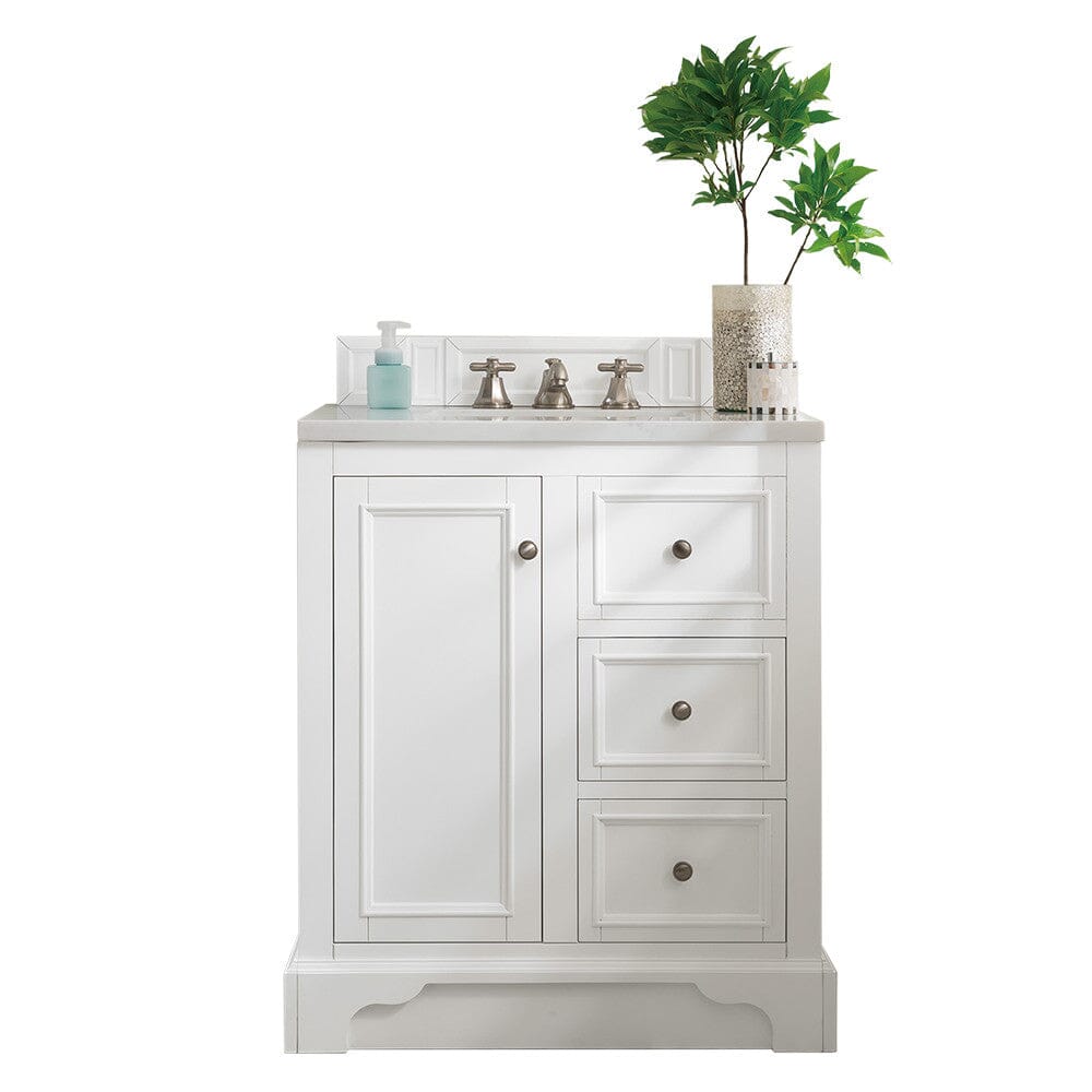 James Martin De Soto 30" Single Vanity Vanity James Martin Bright White w/ 3 CM Arctic Fall Solid Surface Top 