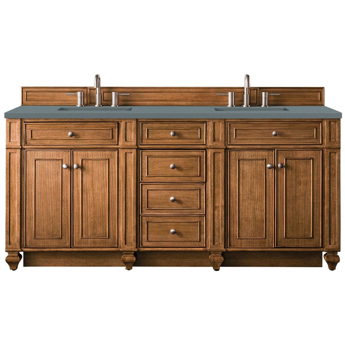 James Martin Bristol 72" Double Vanity Vanity James Martin Saddle Brown w/ 3 CM Cala Blue Quartz Top 