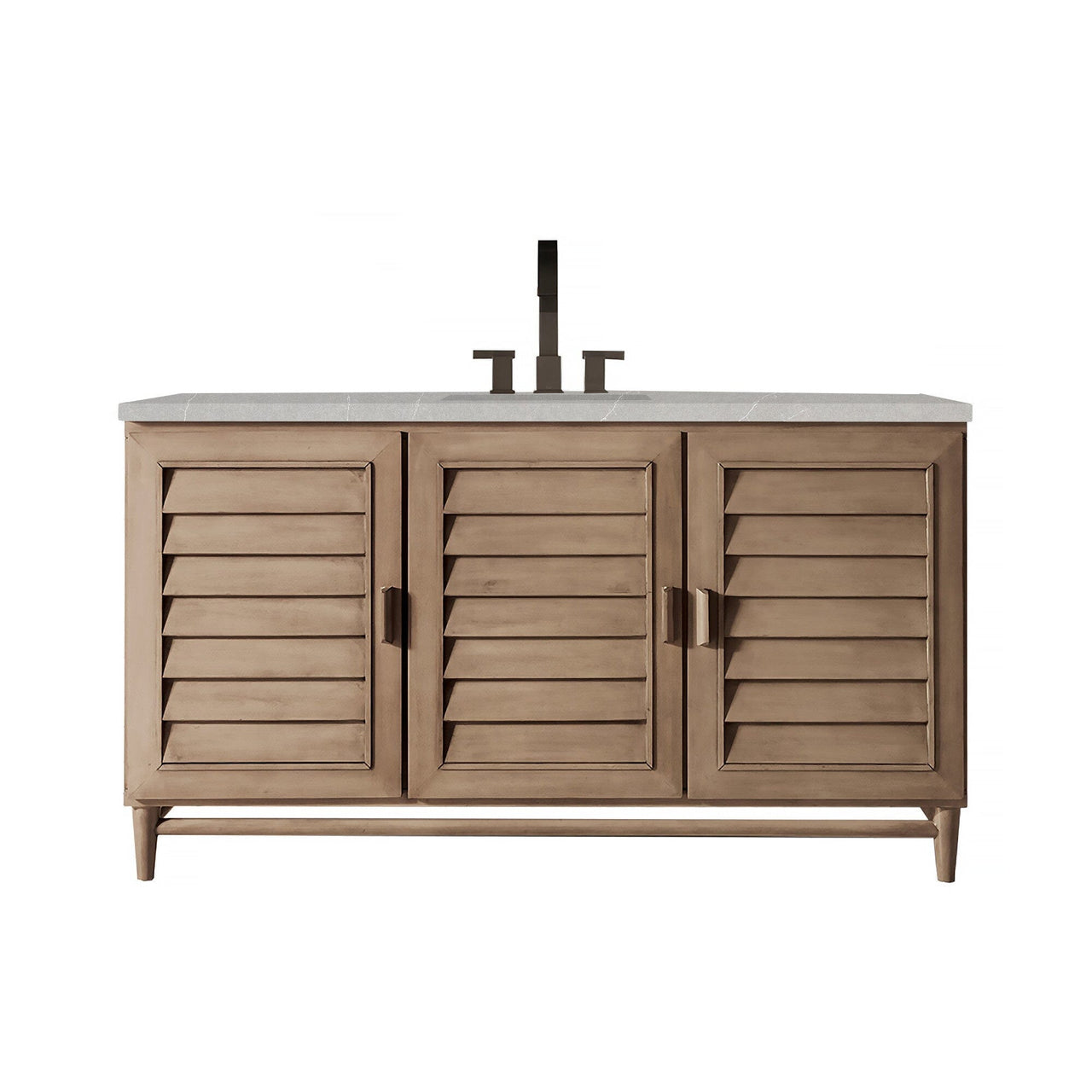 James Martin Portland 60" Single Vanity Vanity James Martin Whitewashed Walnut w/ 3 CM Eternal Serena Quartz Top 