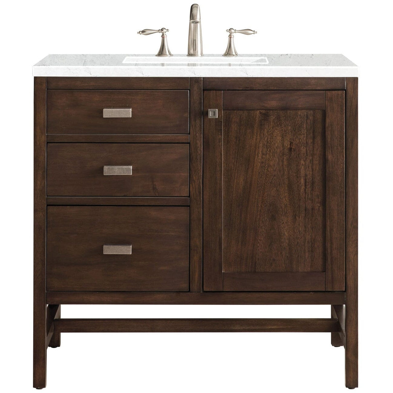 James Martin Addison 36" Single Vanity Vanity James Martin Mid Century Acacia w/ 3 CM Eternal Jasmine Pearl Quartz Top 