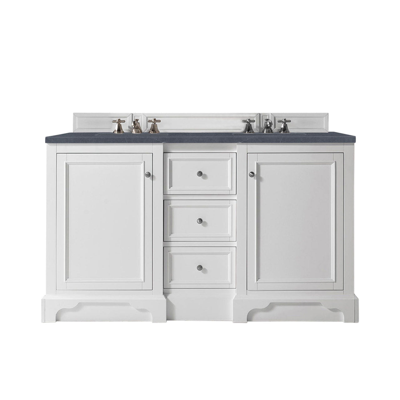 James Martin De Soto 60" Double Vanity Vanity James Martin Bright White w/ 3 CM Charcoal Soapstone Quartz Top 